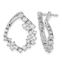 True Origin 14K White Gold 2 Carat Lab Grown Diamond VS+ F+ Hoop Complete Earrings view 1
