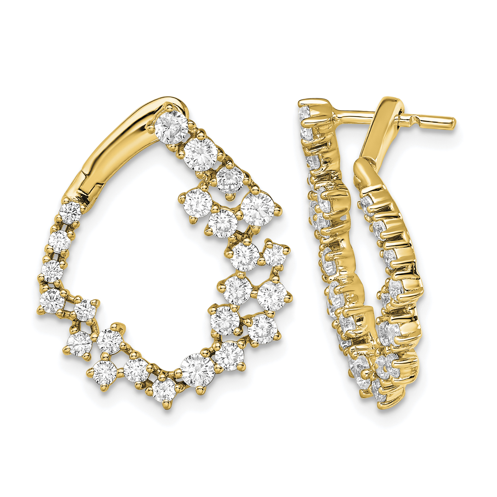 True Origin 14k 2 carat Lab Grown Diamond VS DEF Fancy Hoop Earrings (EM8612-200-YLD)