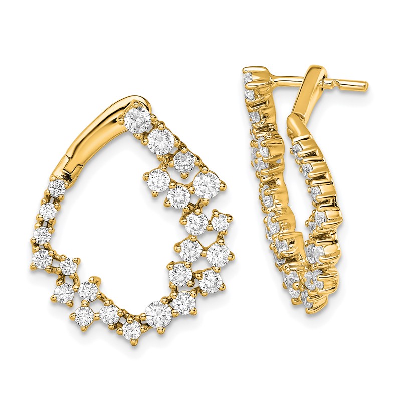 True Origin 14k 2 carat Lab Grown Diamond VS DEF Fancy Hoop Earrings