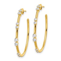 True Origin 14K Yellow Gold 0.62 Carat Lab Grown Diamond VS+ F+ Post Hoop Complete Earrings view 2
