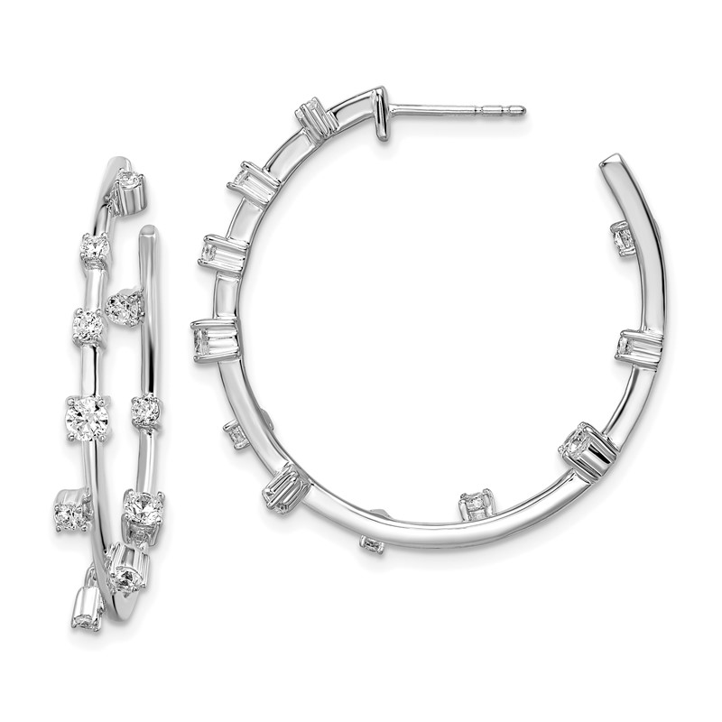 True Origin 14k White Gold 1 carat Lab Grown Diamond VS DEF Post Hoop Earrings