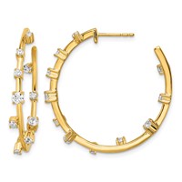 True Origin 14K Yellow Gold 1 Carat Lab Grown Diamond VS+ F+ Post Hoop Complete Earrings view 1