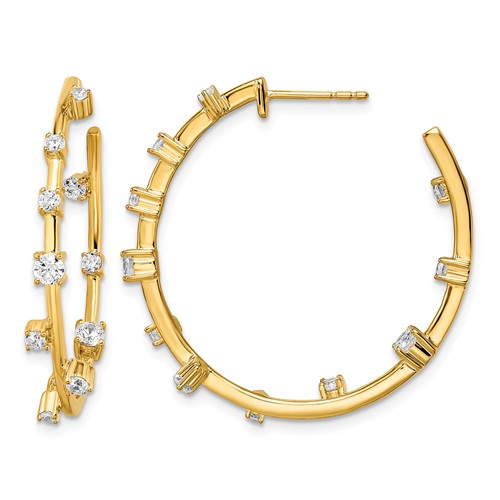 True Origin 14K Yellow Gold 1 Carat Lab Grown Diamond VS+ F+ Post Hoop Complete Earrings