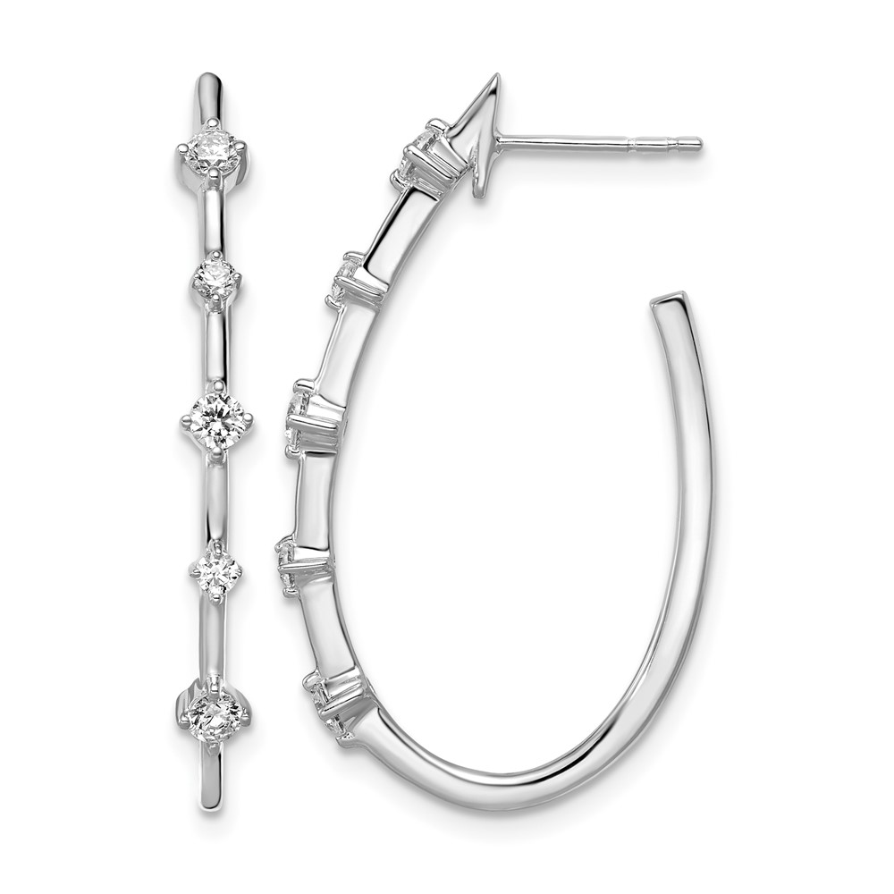 True Origin 14k White Gold 1/2 carat Lab Grown Diamond VS DEF Post Hoop Earrings (EM8615-051-WLD)
