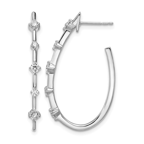 True Origin 14K White Gold 0.50 Carat Lab Grown Diamond VS+ F+ Post Hoop Complete Earrings