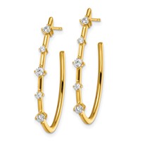 True Origin 14K Yellow Gold 0.50 Carat Lab Grown Diamond VS+ F+ Post Hoop Complete Earrings view 2