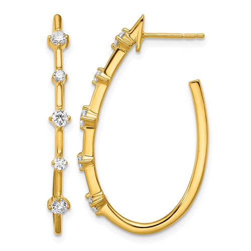 True Origin 14K Yellow Gold 0.50 Carat Lab Grown Diamond VS+ F+ Post Hoop Complete Earrings