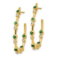 True Origin 14K White Gold 0.20 Carat Lab Grown Diamond VS+ F+ & Emerald Post Hoop Complete Earrings view 2