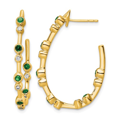 True Origin 14K White Gold 0.20 Carat Lab Grown Diamond VS+ F+ & Emerald Post Hoop Complete Earrings