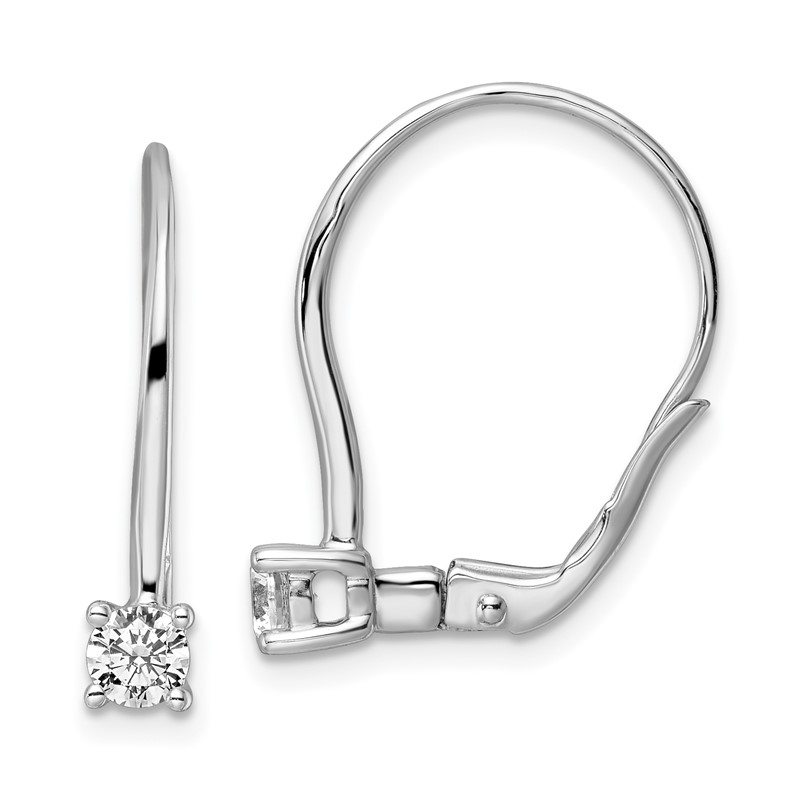 True Origin 14K White Gold 1/2 carat Lab Grown Diamond VS DEF Leverback Solitaire Earrings