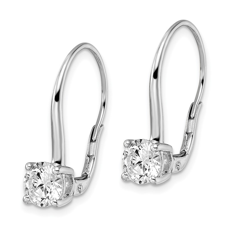 True Origin 14K White Gold 2 carat Lab Grown Diamond VS DEF Leverback Solitaire Earrings