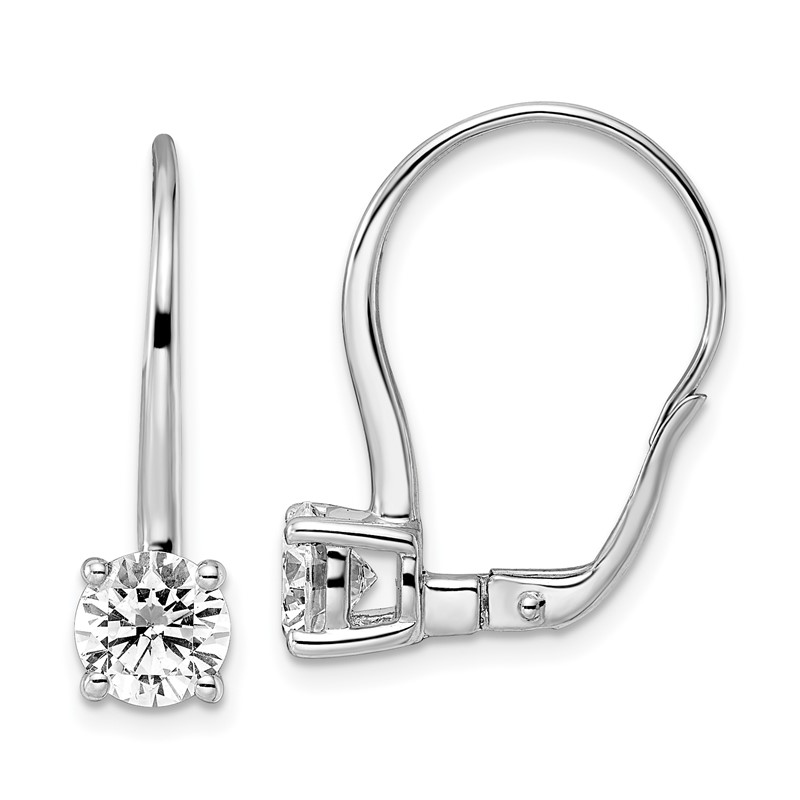 True Origin 14K White Gold 2 carat Lab Grown Diamond VS DEF Leverback Solitaire Earrings
