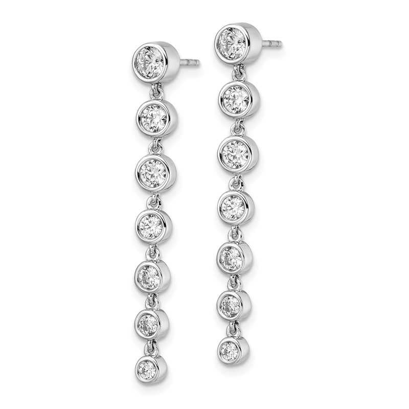 True Origin 14K White Gold 1 1/2 carat Lab Grown Diamond VS DEF Graduated Dangle Post Earring
