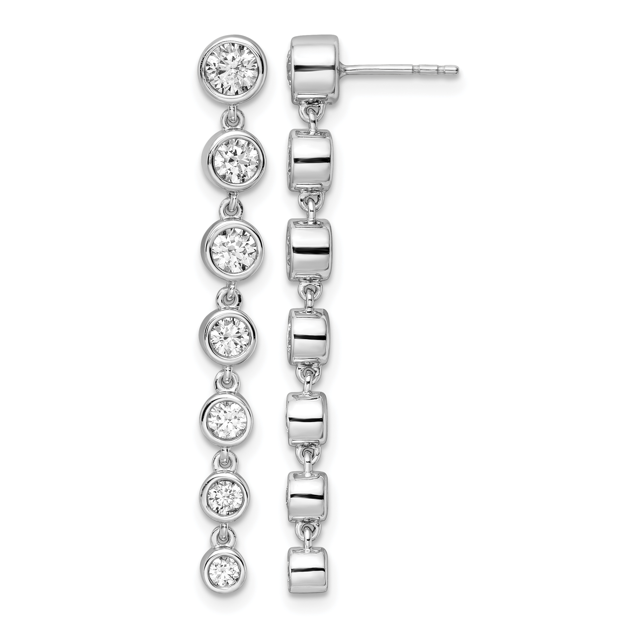 True Origin 14K White Gold 1 1/2 carat Lab Grown Diamond VS DEF Graduated Dangle Post Earring (EM8621-150-WLD)