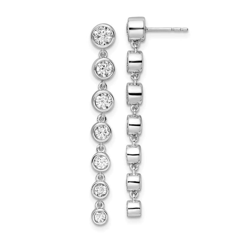 True Origin 14K White Gold 1 1/2 carat Lab Grown Diamond VS DEF Graduated Dangle Post Earring
