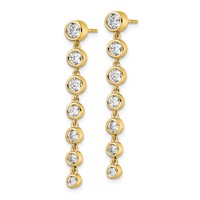 True Origin 14K Yellow Gold 1.50 Carat Lab Grown Diamond VS+ F+ Complete Graduated Dangle Post Earrings view 2