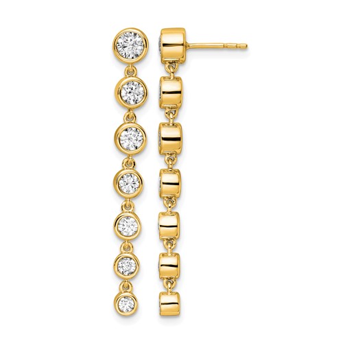 True Origin 14K Yellow Gold 1.50 Carat Lab Grown Diamond VS+ F+ Complete Graduated Dangle Post Earrings