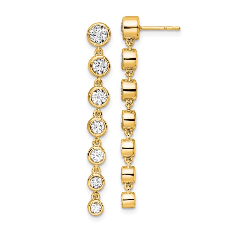 True Origin 14K 1 1/2 carat Lab Grown Diamond VS DEF Graduated Dangle Post Earring