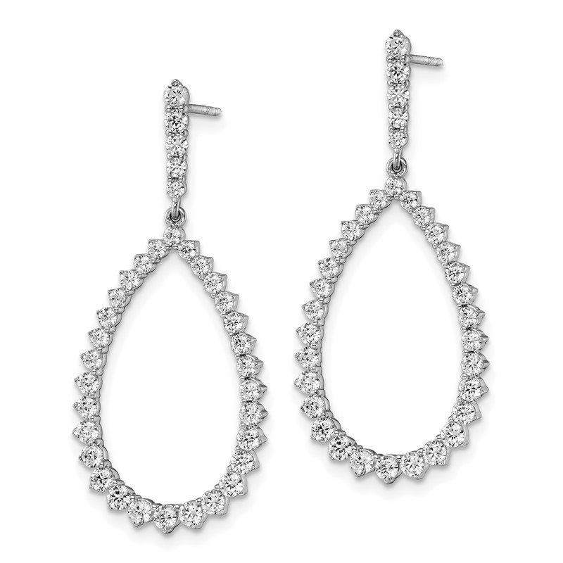 True Origin 14k White Gold 1 1/2 carat Lab Grown Diamond VS DEF Fancy Dangle Hoop Earrings
