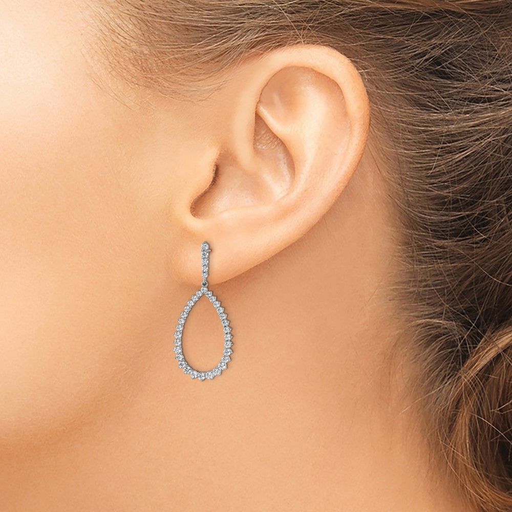True Origin 14k White Gold 1 1/2 carat Lab Grown Diamond VS DEF Fancy Dangle Hoop Earrings (EM8622-150-WLD)