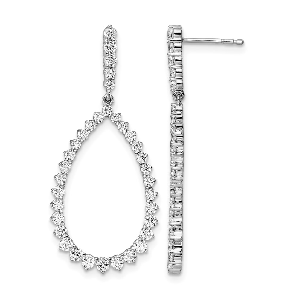 True Origin 14k White Gold 1 1/2 carat Lab Grown Diamond VS DEF Fancy Dangle Hoop Earrings (EM8622-150-WLD)