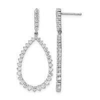 True Origin 14K White Gold 1.50 Carat Lab Grown Diamond VS+ F+ Complete Dangle Hoop Earrings view 1
