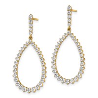 True Origin 14K Yellow Gold 1.50 Carat Lab Grown Diamond VS+ F+ Complete Dangle Hoop Earrings view 2