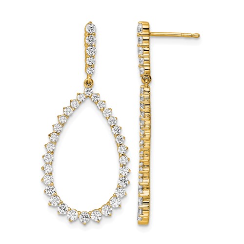 True Origin 14K Yellow Gold 1.50 Carat Lab Grown Diamond VS+ F+ Complete Dangle Hoop Earrings
