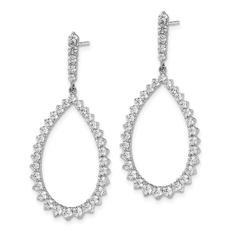 True Origin 14k White Gold 3 carat Lab Grown Diamond VS DEF Fancy Dangle Hoop Earrings