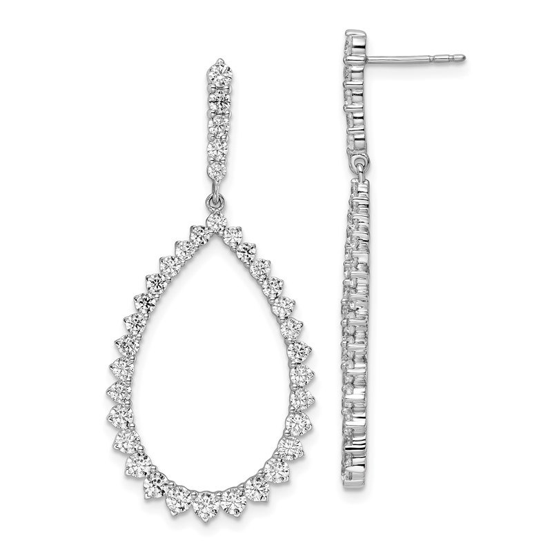 True Origin 14k White Gold 3 carat Lab Grown Diamond VS DEF Fancy Dangle Hoop Earrings