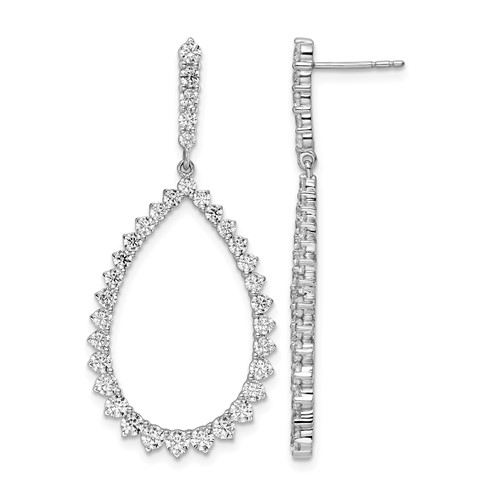 True Origin 14K White Gold 3 Carat Lab Grown Diamond VS+ F+ Complete Dangle Hoop Earrings