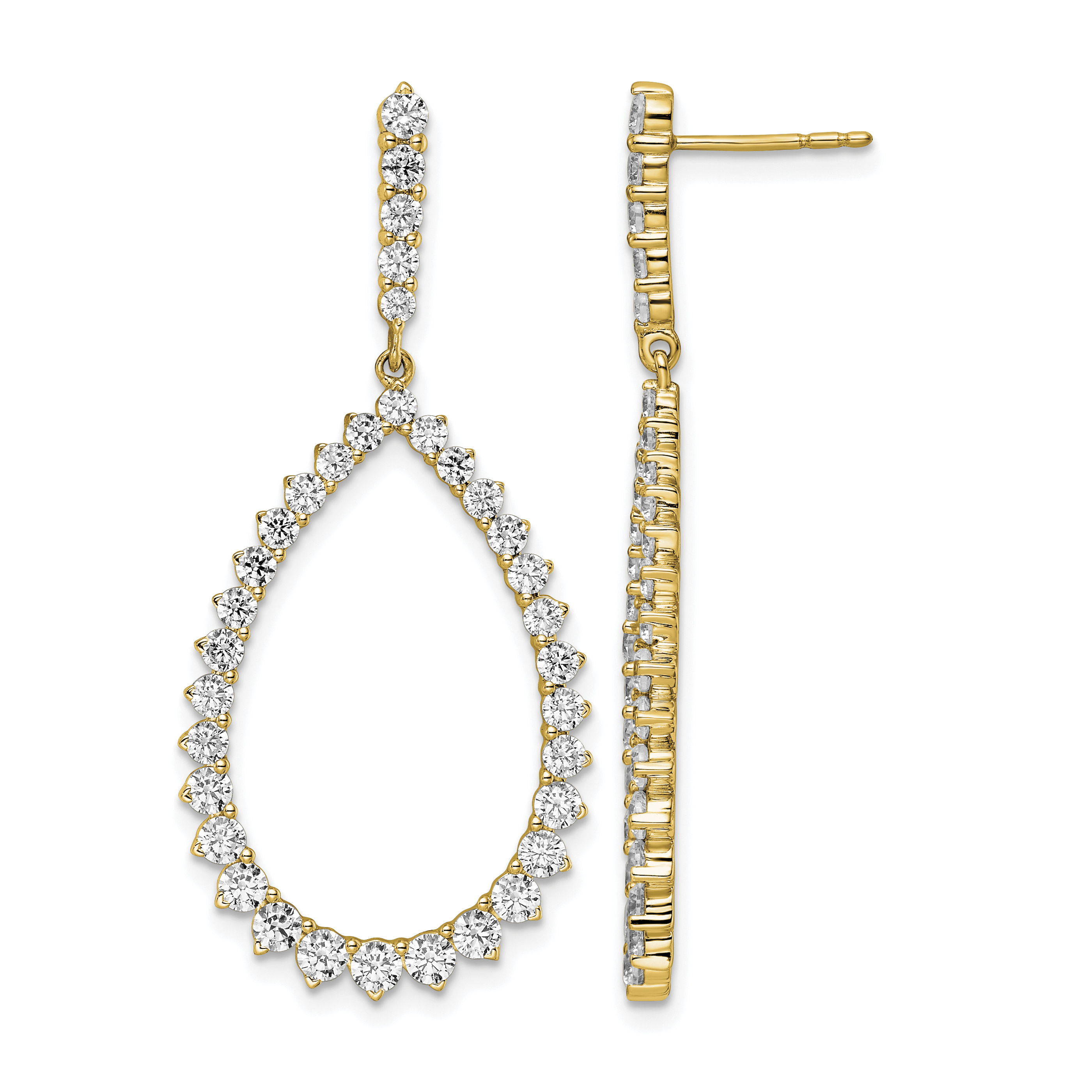 True Origin 14k 3 carat Lab Grown Diamond VS DEF Fancy Dangle Hoop Earrings (EM8622-300-YLD)