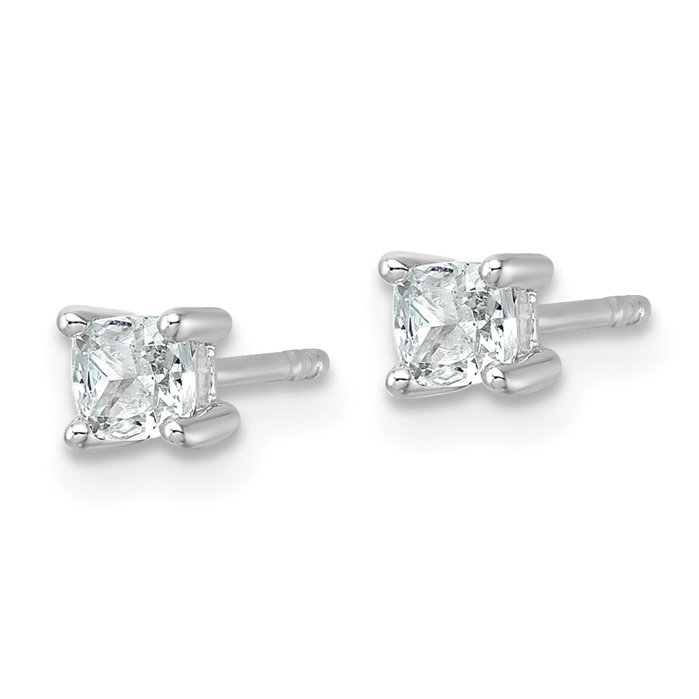 14k White Gold 1/2 carat Lab Grown Diamond VS/SI+ G+ Cushion Complete Four Prong Stud Earrings (EM8794-050-WLG)