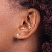 14K White Gold 0.50 Carat Lab Grown Diamond VS SI+ G+ Cushion Complete Four Prong Stud Earrings view 3