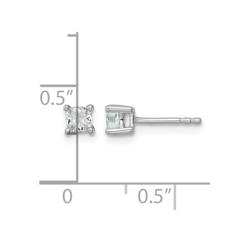 14k White Gold 1/2 carat Lab Grown Diamond VS/SI+ G+ Cushion Complete Four Prong Stud Earrings (EM8794-050-WLG)