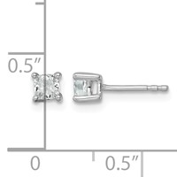 14K White Gold 0.50 Carat Lab Grown Diamond VS SI+ G+ Cushion Complete Four Prong Stud Earrings view 4