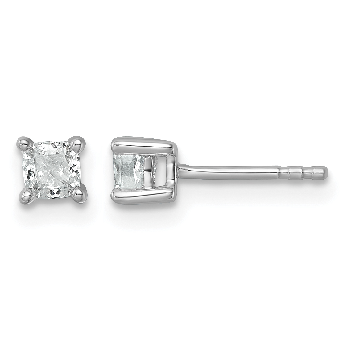 14k White Gold 1/2 carat Lab Grown Diamond VS+ F+ Cushion Complete Four Prong Stud Earrings (EM8794-050-WLD)