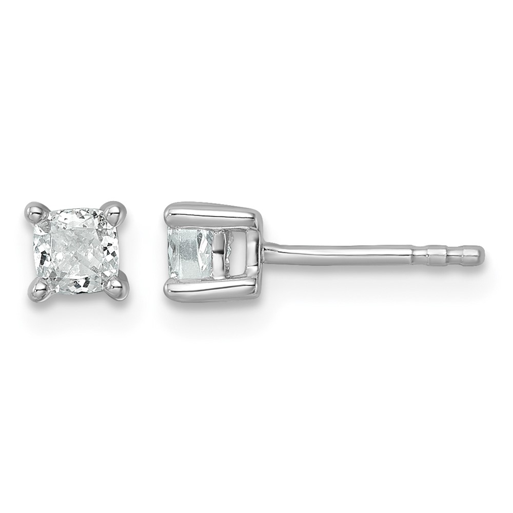 14k White Gold 1/2 carat Lab Grown Diamond VS+ F+ Cushion Complete Four Prong Stud Earrings (EM8794-050-WLD)