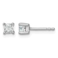 14K White Gold 0.50 Carat Lab Grown Diamond VS SI+ G+ Cushion Complete Four Prong Stud Earrings view 1