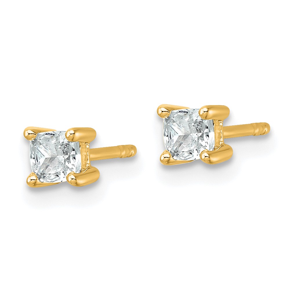 14k 1/2 carat Lab Grown Diamond VS+ F+ Cushion Complete Four Prong Stud Earrings (EM8794-050-LD)