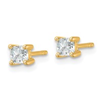 14K Yellow Gold 0.50 Carat Lab Grown Diamond VS+ F+ Cushion Complete Four Prong Stud Earrings view 2