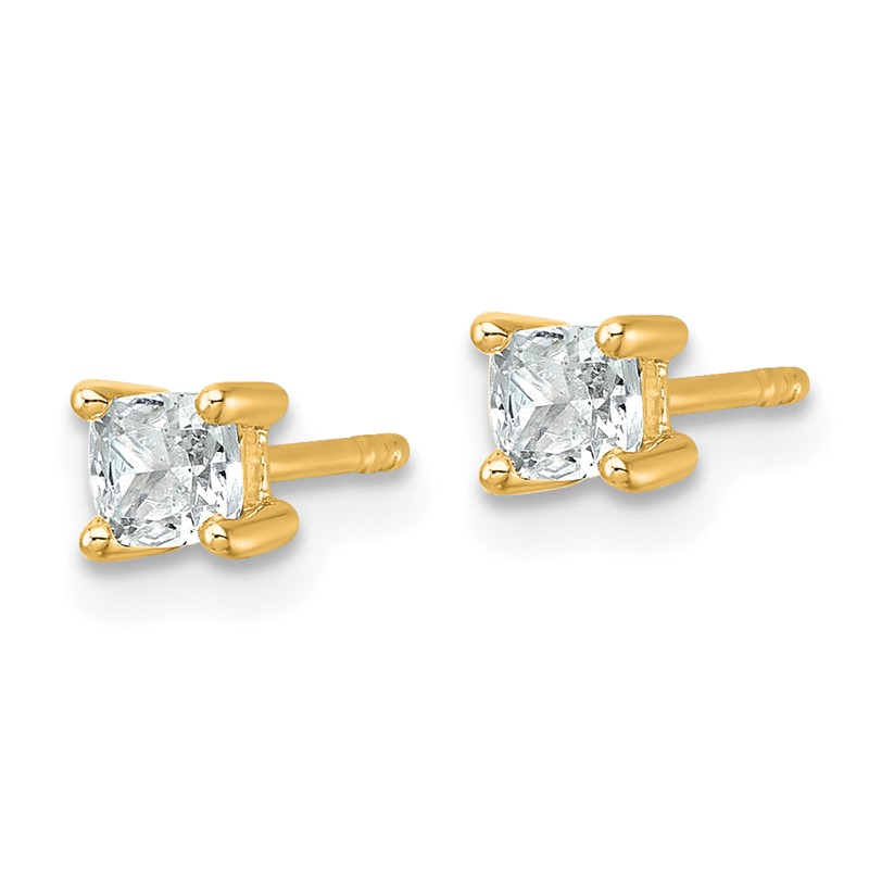 14k Yellow Gold 1/2 ctw Certified Lab Grown Diamond VS/SI+ G+ Cushion 4 Prong Heavy Wt. Stud Earrings