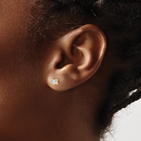 14K Yellow Gold 0.50 Carat Lab Grown Diamond VS+ F+ Cushion Complete Four Prong Stud Earrings view 3