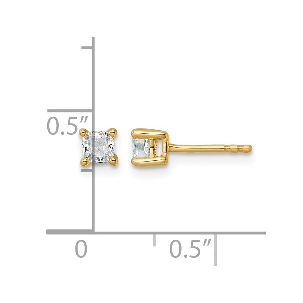14k 1/2 carat Lab Grown Diamond VS+ F+ Cushion Complete Four Prong Stud Earrings (EM8794-050-LD)