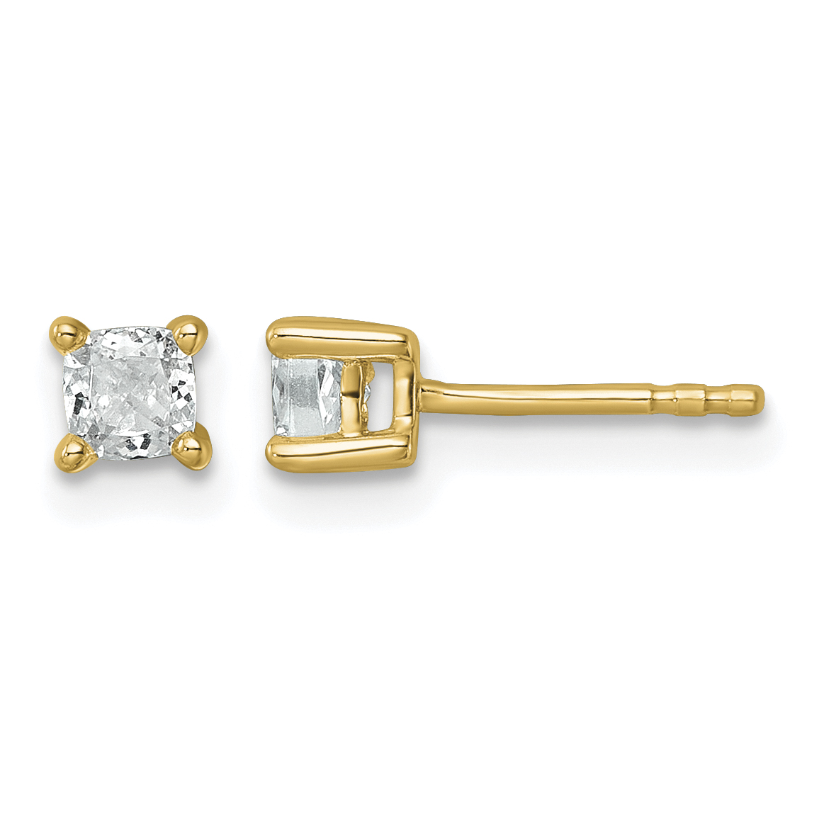 14k 1/2 carat Lab Grown Diamond VS+ F+ Cushion Complete Four Prong Stud Earrings (EM8794-050-LD)