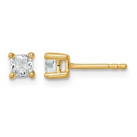 14K Yellow Gold 0.50 Carat Lab Grown Diamond VS+ F+ Cushion Complete Four Prong Stud Earrings view 1