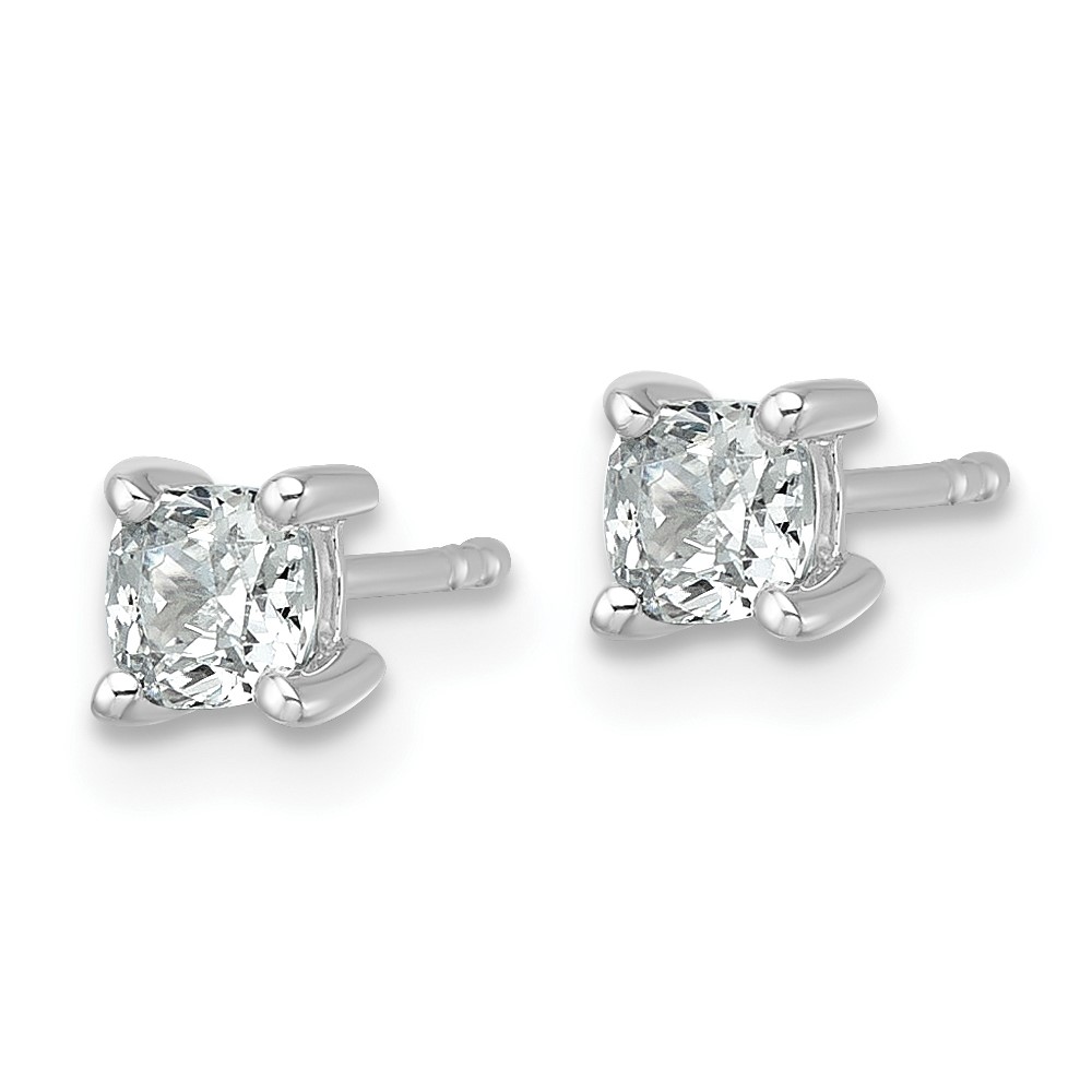 14k White Gold 3/4 carat Lab Grown Diamond VS+ F+ Cushion Complete Four Prong Stud Earrings (EM8794-075-WLD)