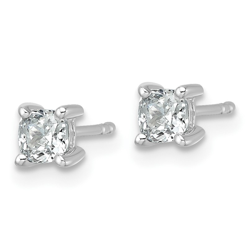 14k White Gold 3/4 ctw Certified Lab Grown Diamond VS+ F+ Cushion 4 Prong Heavy Wt. Stud Earrings