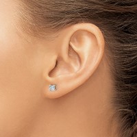 14K White Gold 0.75 Carat Lab Grown Diamond VS+ F+ Cushion Complete Four Prong Stud Earrings view 3
