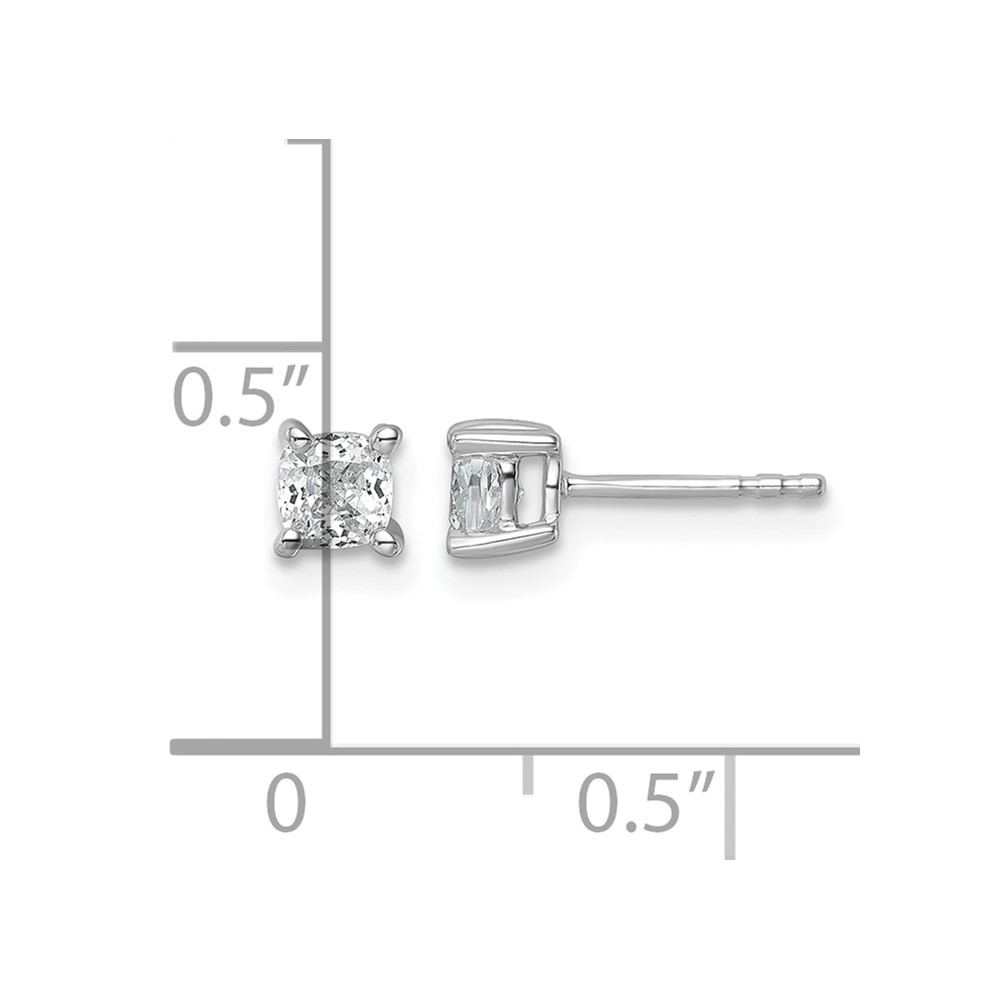 14k White Gold 3/4 carat Lab Grown Diamond VS+ F+ Cushion Complete Four Prong Stud Earrings (EM8794-075-WLD)